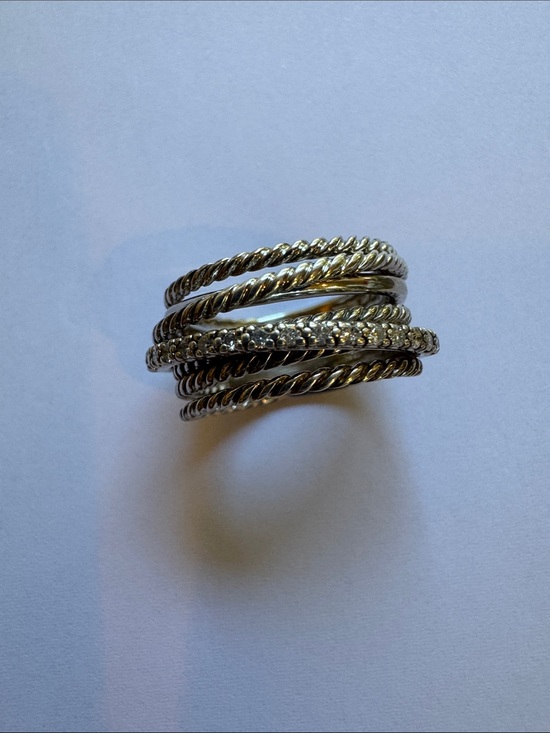 David Yurman Jewelry - David Yurman Silver Multi-Band Cable Ring with diamonds